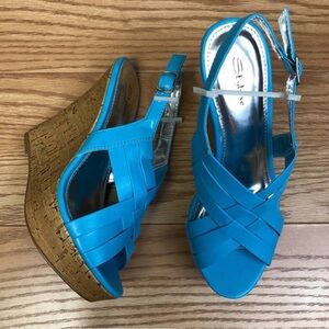 STYLUXE Mummy Blue Turquoise Cork Wedge with Silver – Various Sizes
